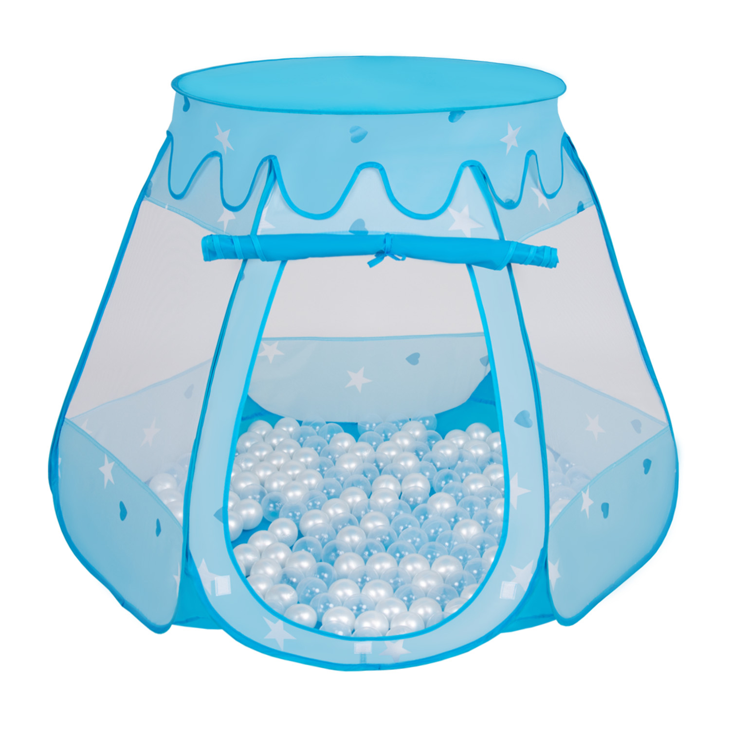 HSM Pop Up Bällebad mit 100 Bällen Spielhaus Kinderzelt Spielzelt Babypool Blau 