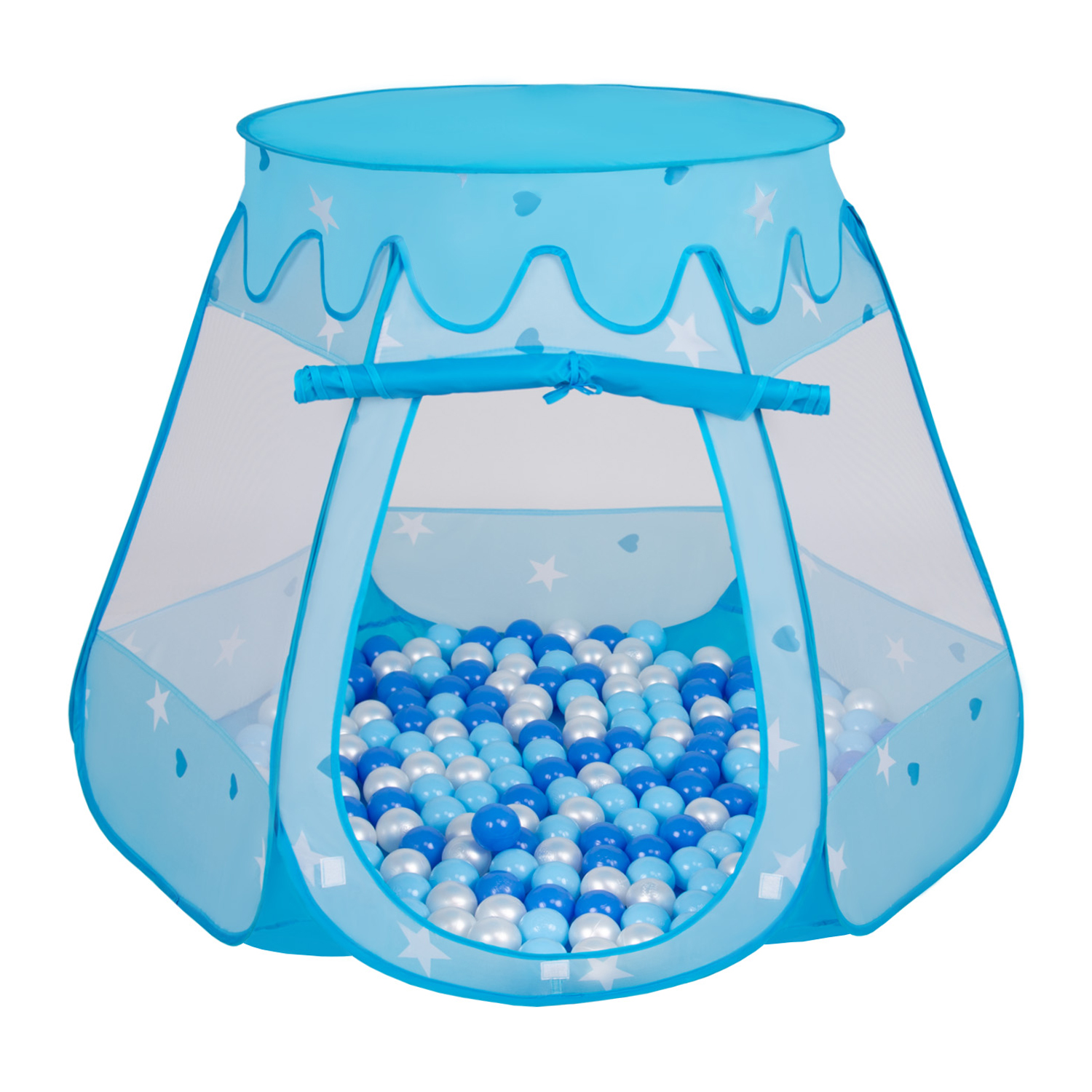 HSM Pop Up Bällebad mit 100 Bällen Spielhaus Kinderzelt Spielzelt Babypool Blau 